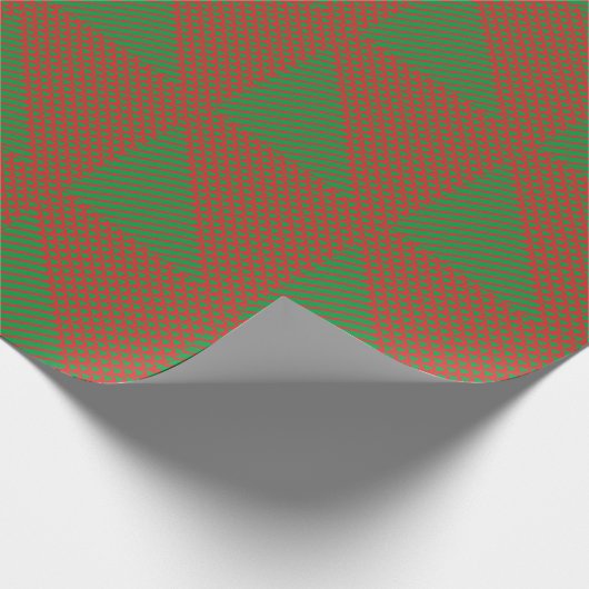 Groen Rood Kerstpatroon Driehoek Tree Holiday Cadeaupapier (Hoek)