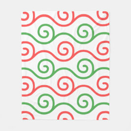 Groen Rood Koel Kerstmis Kleur Spiral Wavy Patroon Fleece Deken