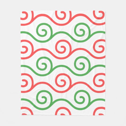 Groen Rood Koel Kerstmis Kleur Spiral Wavy Patroon Fleece Deken (Voorkant)