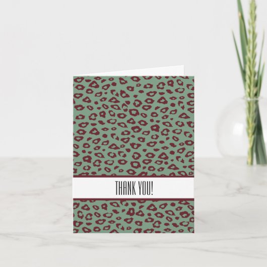 Groen Rood Luipaard Print Print Dank U Bedankkaart (Voorkant)