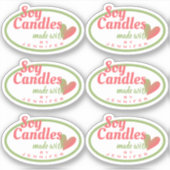  Groen Rood Made met Love Heart Soy Candles Sticker (Voorkant)
