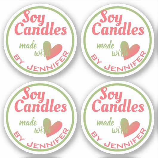  Groen Rood Made met Love Heart Soy Candles Sticker (Voorkant)