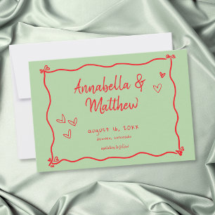 Groen Rood Met De Hand Getekend Hart Whimsical Huw Save The Date