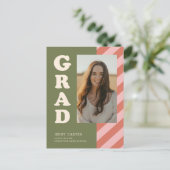 Groen Rood Minimaal Verlopen Foto Afstuderen Dank Briefkaart (Staand voorkant)