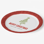 Groen & Rood Minimale Kerstboom Familie Vakantie Papieren Bordje (Gekanteld)