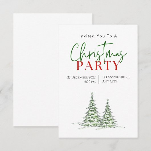 Groen Rood Modern Kerstfeest Kaart (Voorkant / Achterkant)