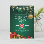 Groen Rood Moderne Uitnodiging van het Kerstmispar (Staand voorkant)