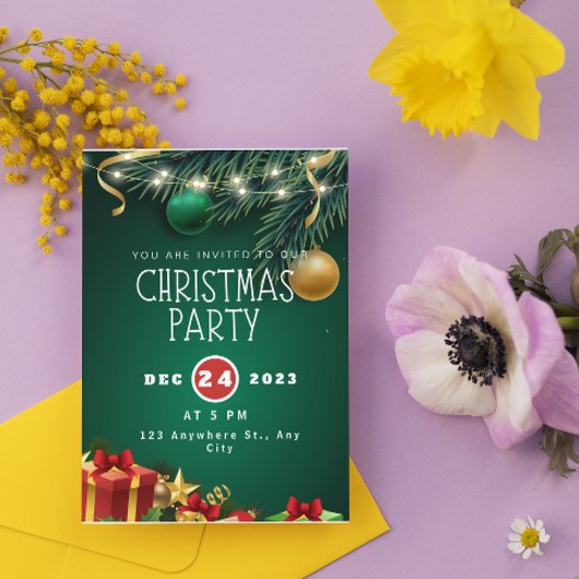 Groen Rood Moderne Uitnodiging van het Kerstmispar