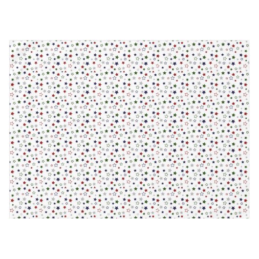 Groen Rood Navy Zilveren Sterren op Wit Tafelkleed (Voorkant (Horizontaal))