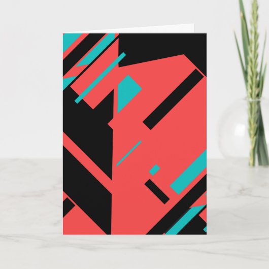 Groen rood op zwart Abstract geometrisch ontwerp Kaart (Voorkant)