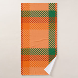 Groen, rood, Oranje en beige Tartan, Schotse speld Badhanddoek
