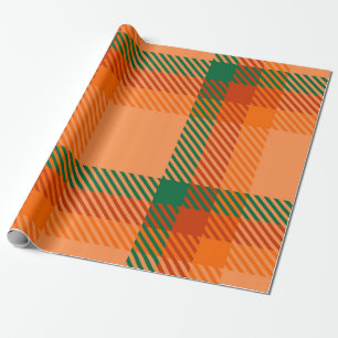 Groen, rood, Oranje en beige Tartan, Schotse speld Cadeaupapier
