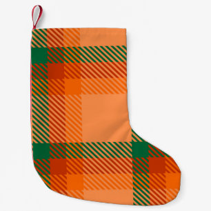 Groen, rood, Oranje en beige Tartan, Schotse speld Kleine Kerstsok