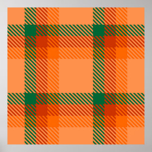 Groen, rood, Oranje en beige Tartan, Schotse speld Poster
