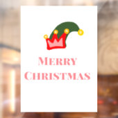 Groen rood pet vrolijk kerstfeest naam tekst naam  raamsticker (Vel 2)