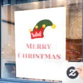 Groen rood pet vrolijk kerstfeest naam tekst naam  raamsticker (Cafe Raam)