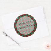 Groen Rood Plaid Aangepaste Vakantie Inblikken Jar Ronde Sticker (Envelop)