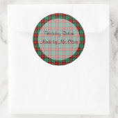 Groen Rood Plaid Aangepaste Vakantie Inblikken Jar Ronde Sticker (Tas)