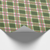 Groen Rood Plaid Feestdagen Vrolijk Kerstfeest Cadeaupapier (Hoek)