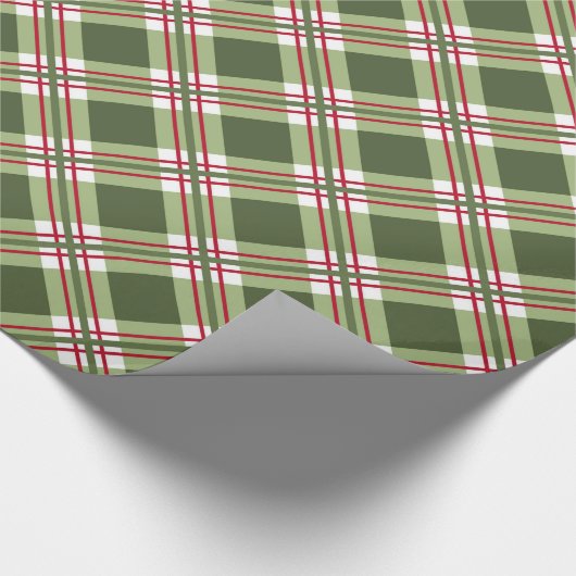 Groen Rood Plaid Feestdagen Vrolijk Kerstfeest Cadeaupapier (Hoek)