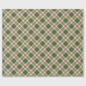 Groen Rood Plaid Feestdagen Vrolijk Kerstfeest Cadeaupapier (Vlak)