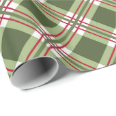 Groen Rood Plaid Feestdagen Vrolijk Kerstfeest Cadeaupapier (Rol Hoek)