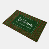 Groen Rood Plaid Gepersonaliseerd Monogram Welkom Deurmat (Schuin)