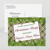 Groen Rood Plaid Kerstfeest Uitnodigend Briefkaart (Voorkant / Achterkant)