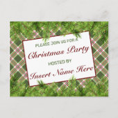 Groen Rood Plaid Kerstfeest Uitnodigend Briefkaart (Voorkant)