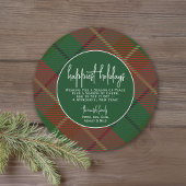 Groen Rood Plaid met Corporate Greeting Business Feestdagenkaart