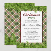 Groen Rood Plaid & Pine Branch Kerstfeest Kaart (Voorkant / Achterkant)