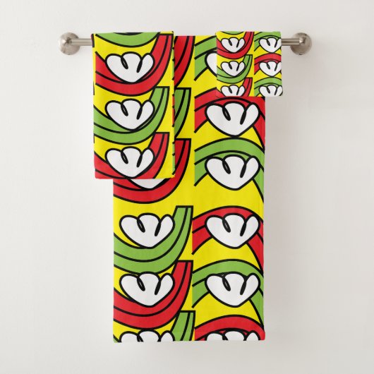 Groen rood plantaardig ventilator bad handdoek (Insitu)