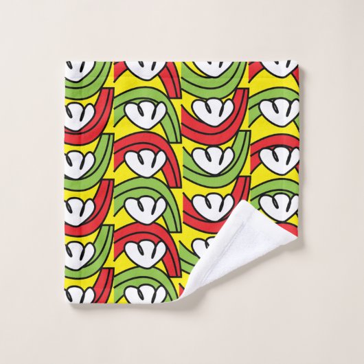 Groen rood plantaardig ventilator bad handdoek (Wasdoekje)