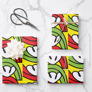 Groen rood plantaardig ventilator inpakpapier vel