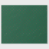 Groen Rood Polkadot Metallic Patroon Vakantie Cadeaupapier (Vlak)