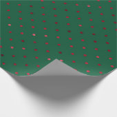 Groen Rood Polkadot Metallic Patroon Vakantie Cadeaupapier (Hoek)