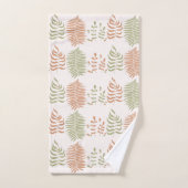 Groen Rood Retro Bladpatroon Bad Handdoek (Handdoek)