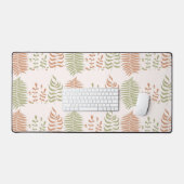 Groen Rood Retro Bladpatroon Bureaumat (Keyboard & Muis)