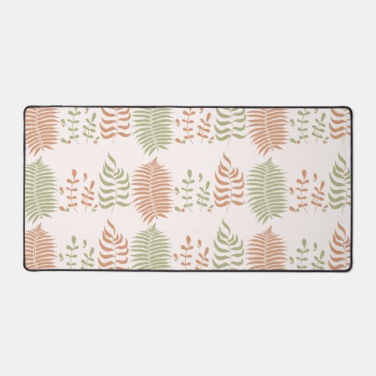 Groen Rood Retro  Bladpatroon Bureaumat (Voorkant)