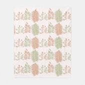Groen Rood Retro  Bladpatroon Fleece Deken (Voorkant)