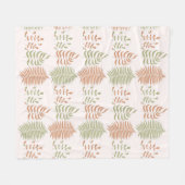 Groen Rood Retro  Bladpatroon Fleece Deken (Voorkant (Horizontaal))