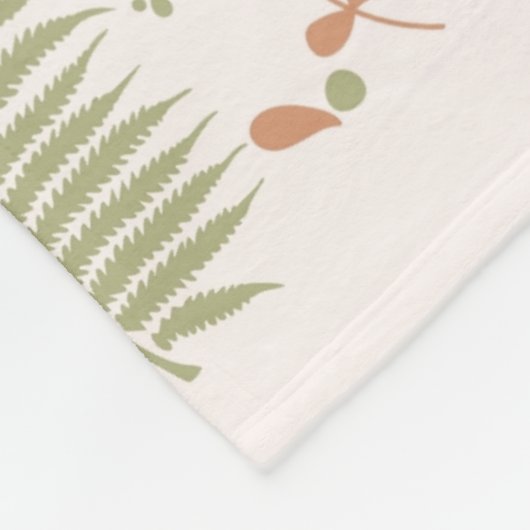 Groen Rood Retro  Bladpatroon Fleece Deken (Hoek)