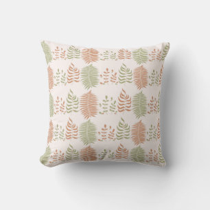 Groen Rood Retro Bladpatroon Kussen