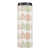 Groen Rood Retro  Bladpatroon Thermosbeker (Achterkant)