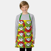 Groen rood roodbloempatroon Kinder Schort (Gedragen)