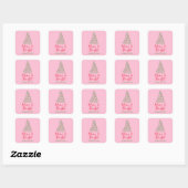Groen Rood Roze Hand Getrokken Linten Boom Kerstmi Vierkante Sticker (Vel)