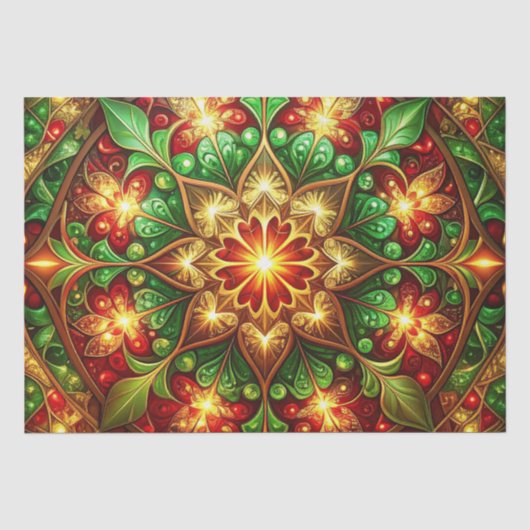 Groen Rood Sierpapier Kerst Tissue Papier (Voorkant)
