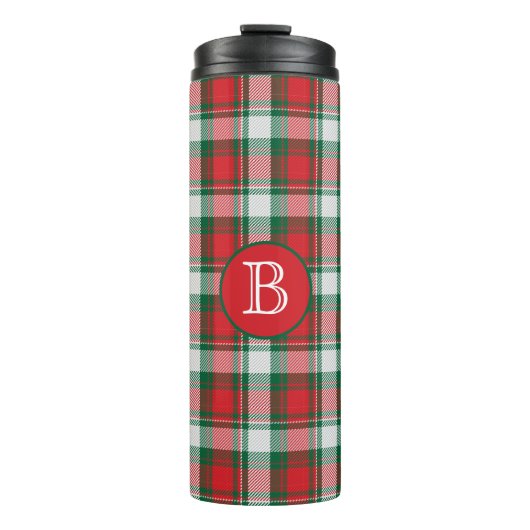 Groen rood speldenmonogram thermosbeker (Voorkant)