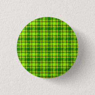 Groen Rood Tartan Geruit Plaid Patroon-55788 Ronde Button 3,2 Cm