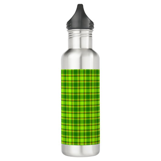 Groen Rood Tartan Geruit Plaid Patroon-55788 Waterfles (Links)